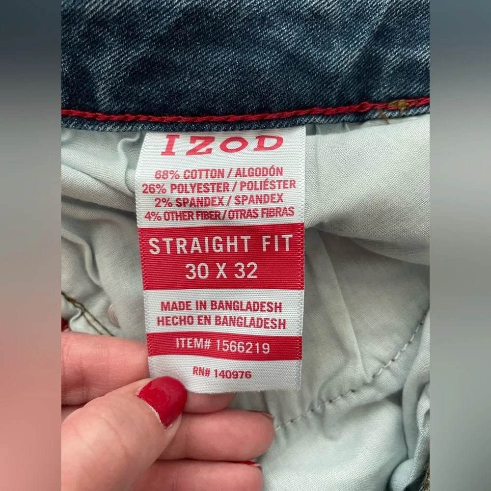 Izod Saltwater Men’s Comfort Stretch Straight Fit Jeans, Blue, 30W x 32L, NWOT